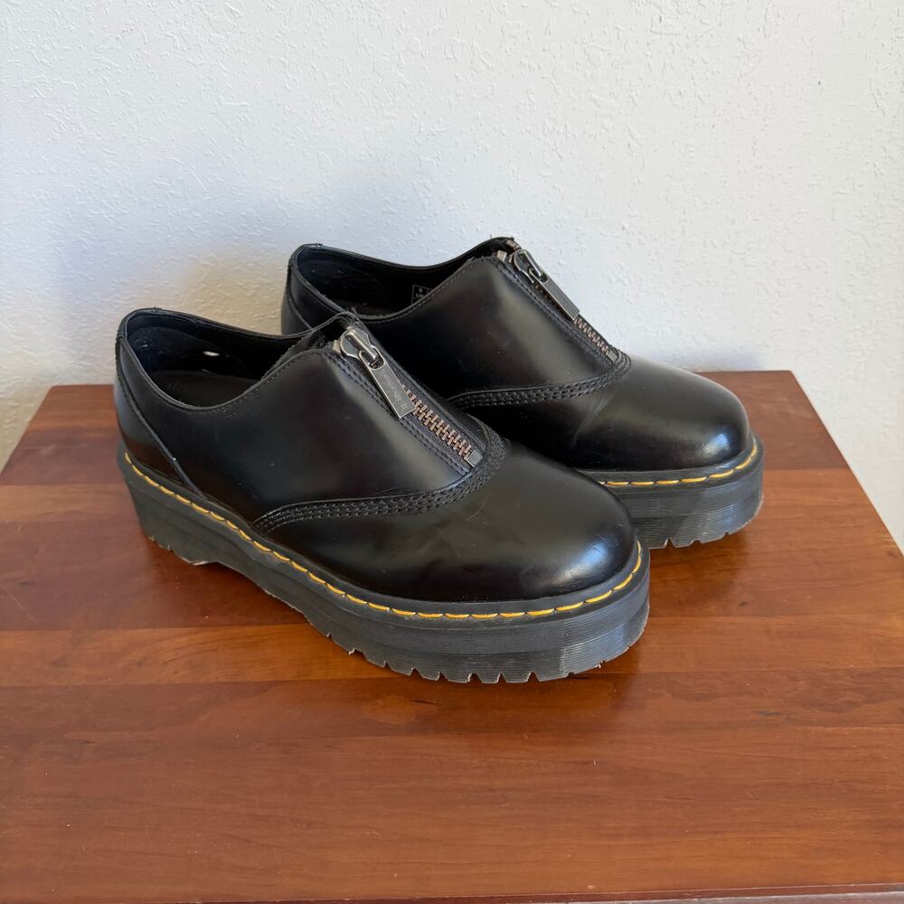 Dr. Martens Aurian II Quad Black Leather Platform Zip Shoe Mens 10 90s Style